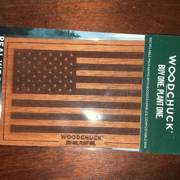 WOODCHUCK WOOD AMERICAN FLAG STICKER NWT - Picture 3 of 4